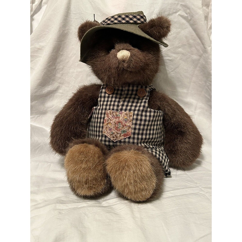 1985 Vintage Gund Bear Tales Fisherman Bear Overalls Plush Stuffed #2131